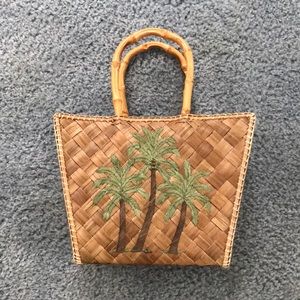 Woven palm trees tote bag